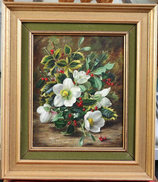 Albert Williams (1922-2010) Christmas Roses and Mistletoe 12 x 10in.
